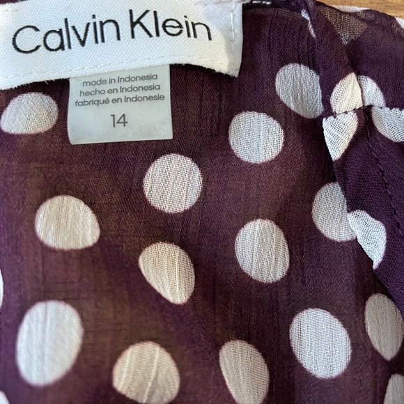 ❄️ NWT Calvin Klein 14 Purple Polka Dot Asymmetrical Maxi V-Neck Tank Dress - Picture 5 of 7